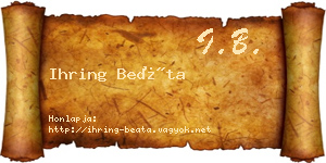 Ihring Beáta névjegykártya